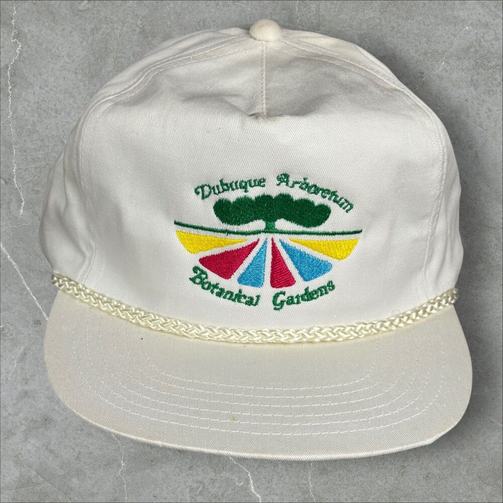 Vtg Dubuque Botanical Garden NatureTree Rope Brim Snapback Hat San Sun Brand